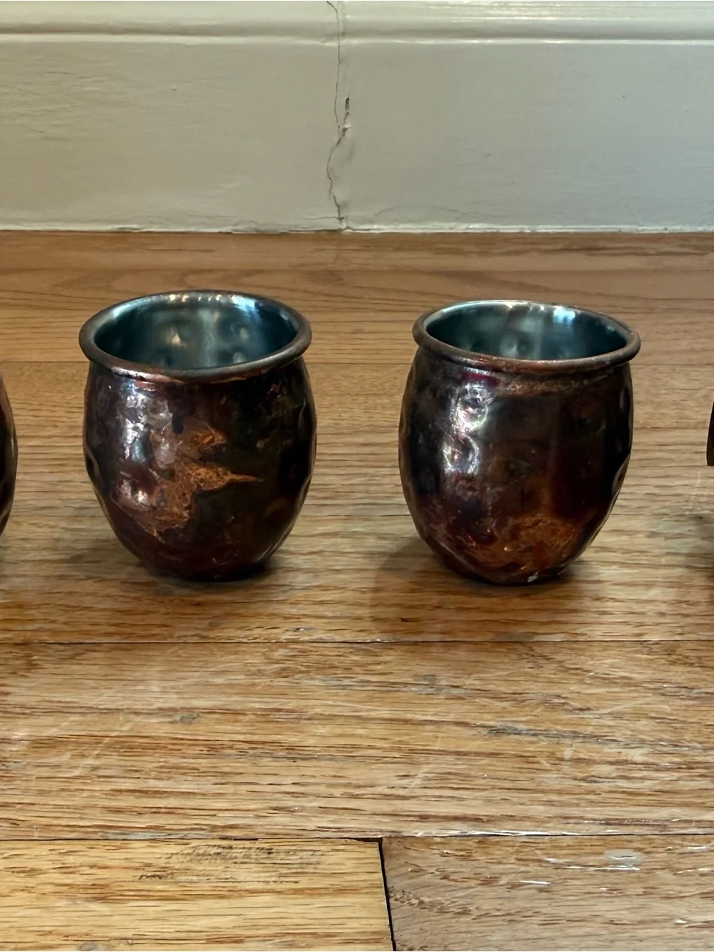 Set of 4 Copper Moscow Mule Mugs with Hammered Finish shot glasses